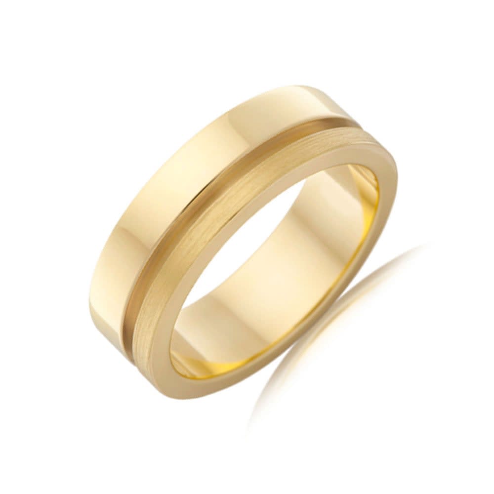 Side Grooved Mens Wedding ring F3441