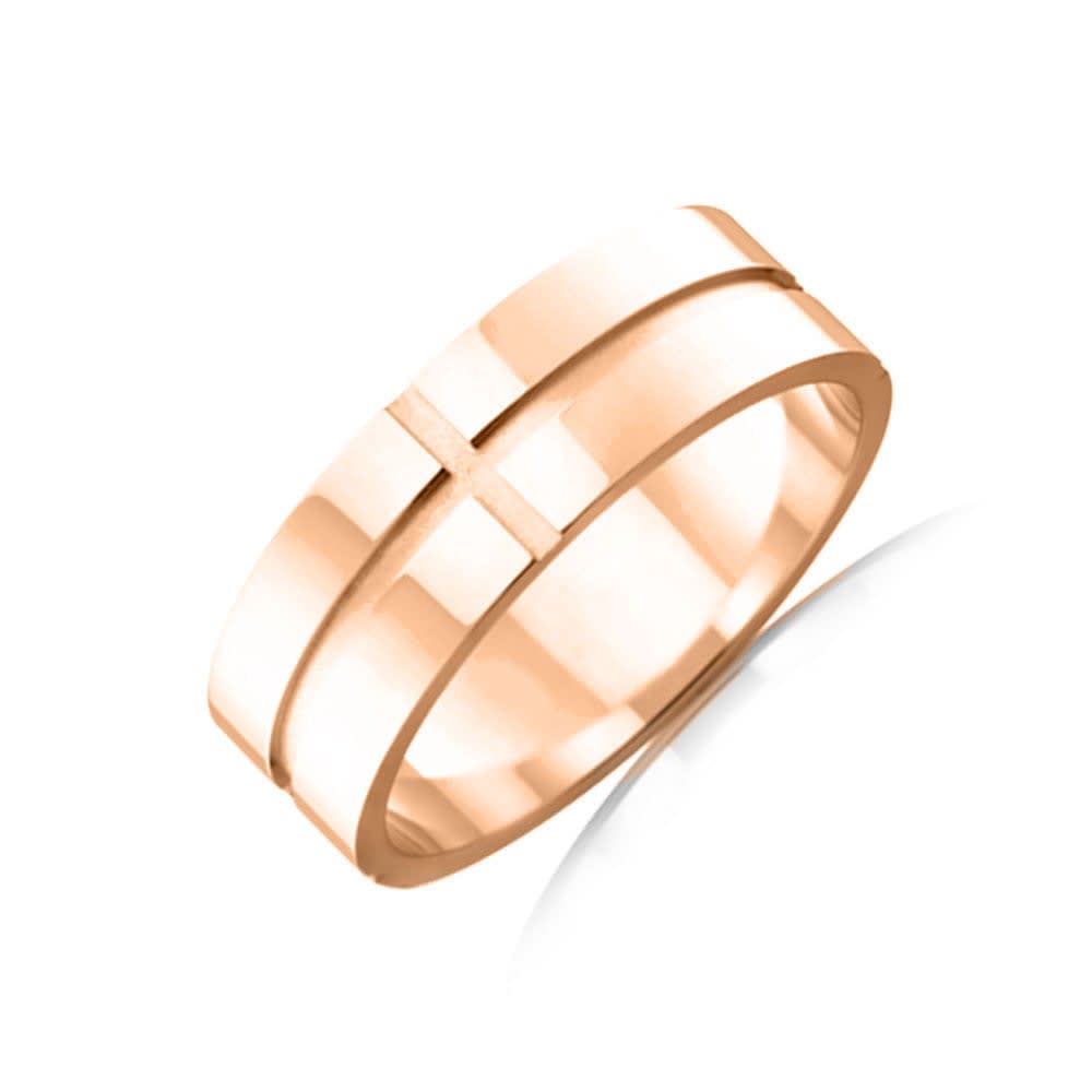 Grooved Mens Wedding Ring F3595