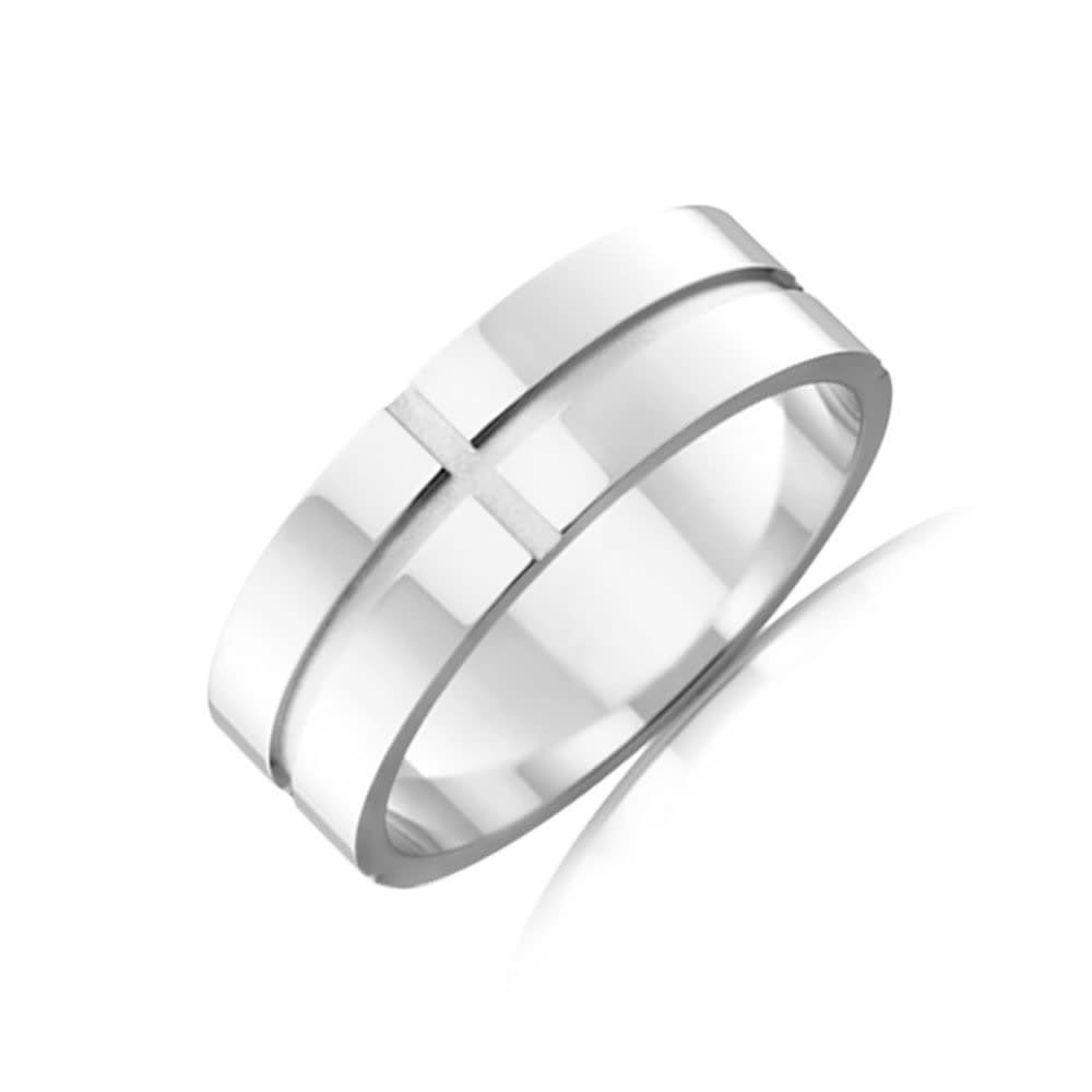 Grooved Mens Wedding Ring F3595