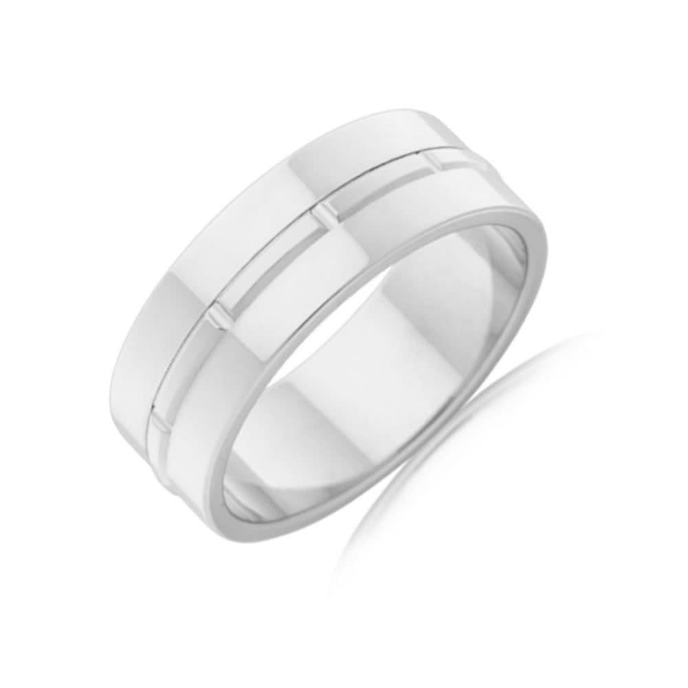 Centre Grooved Mens Ring J3449