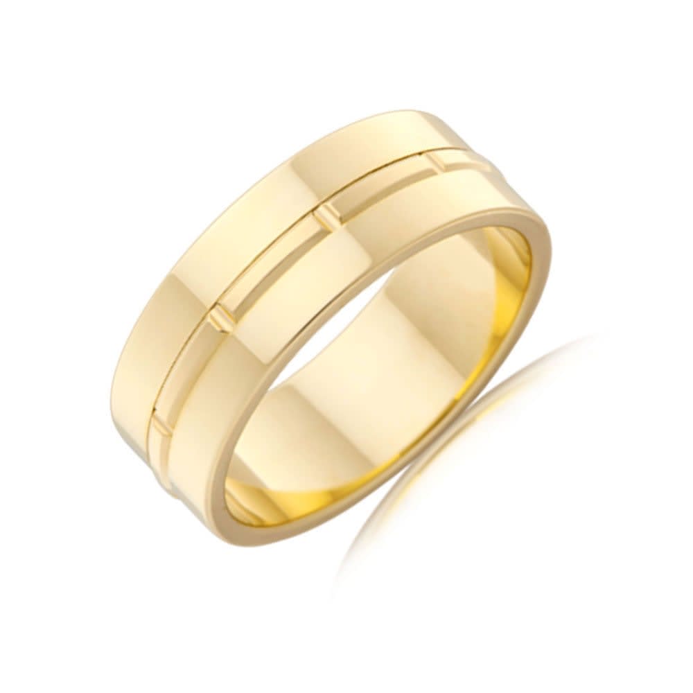 Centre Grooved Mens Ring J3449
