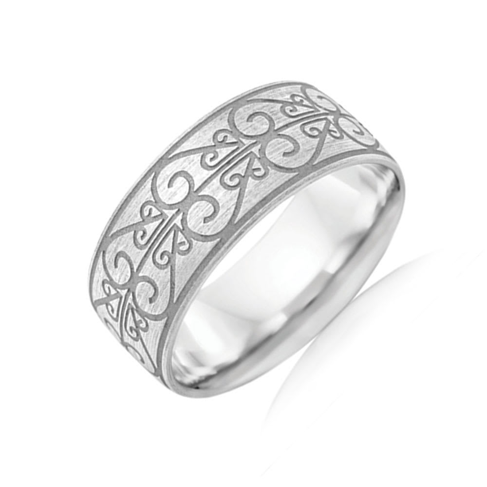 Carved Mens Wedding ring B3994