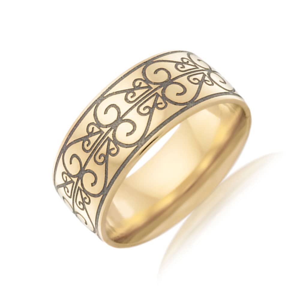 Carved Mens Wedding ring B3994