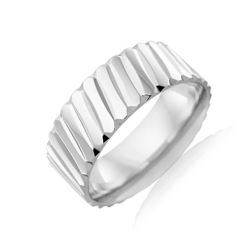 Side Carved Mens Wedding ring F763
