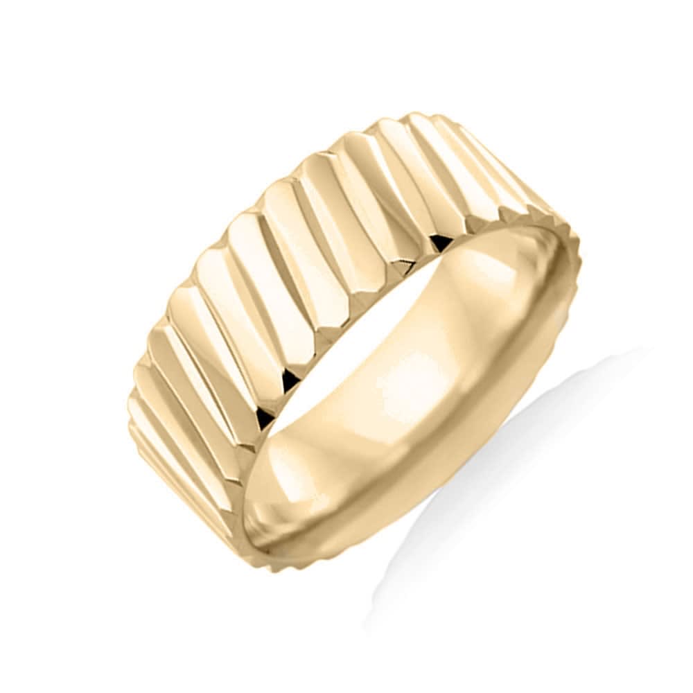 Side Carved Mens Wedding ring F763