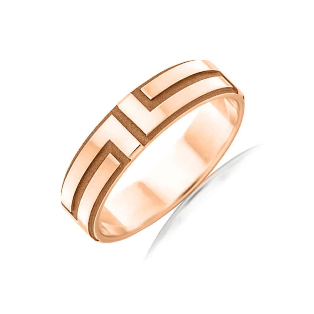 Carved mens wedding ring F2762