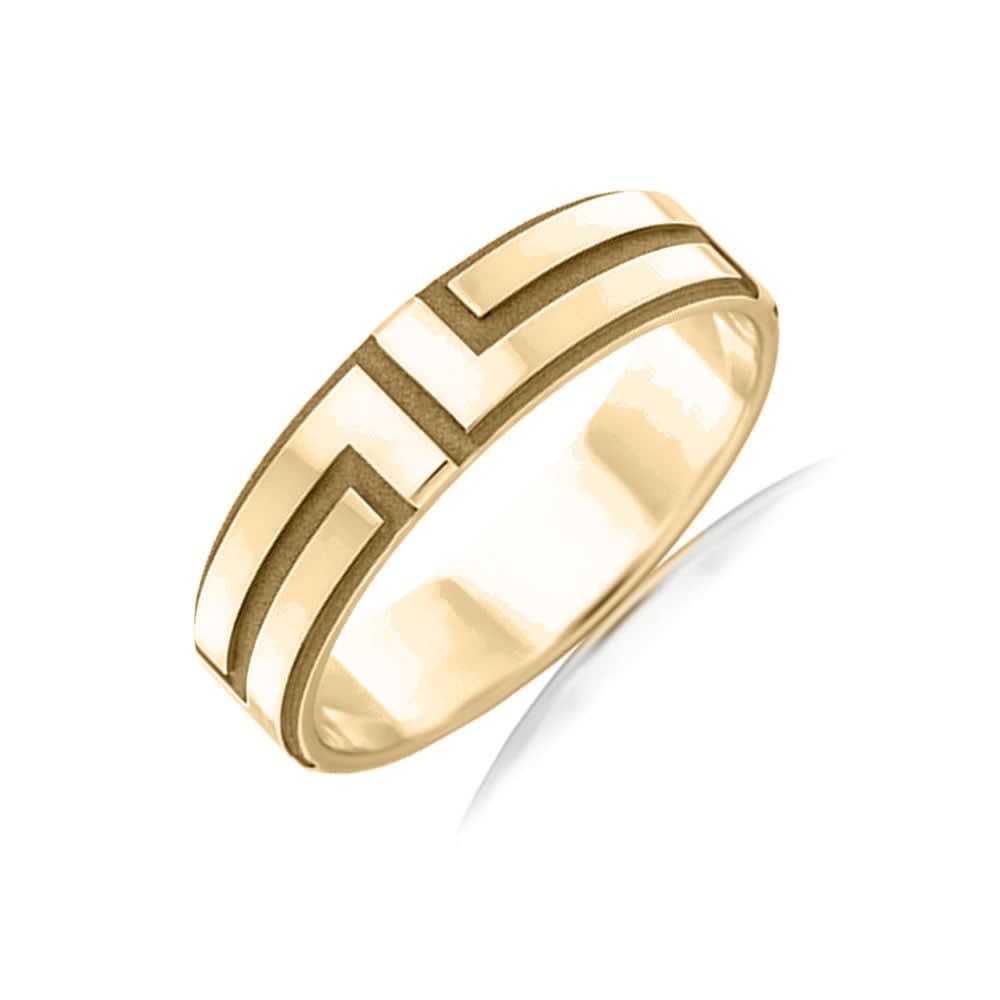 Carved mens wedding ring F2762