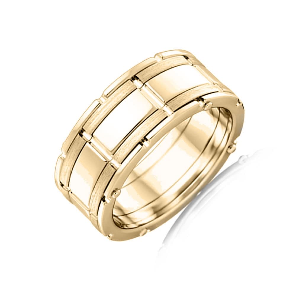 Patterned Mens Wedding Band J3940