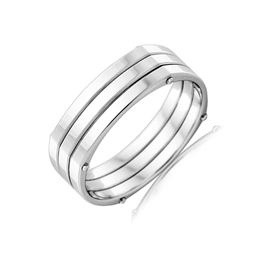 Double Grooved Mens rings J3968