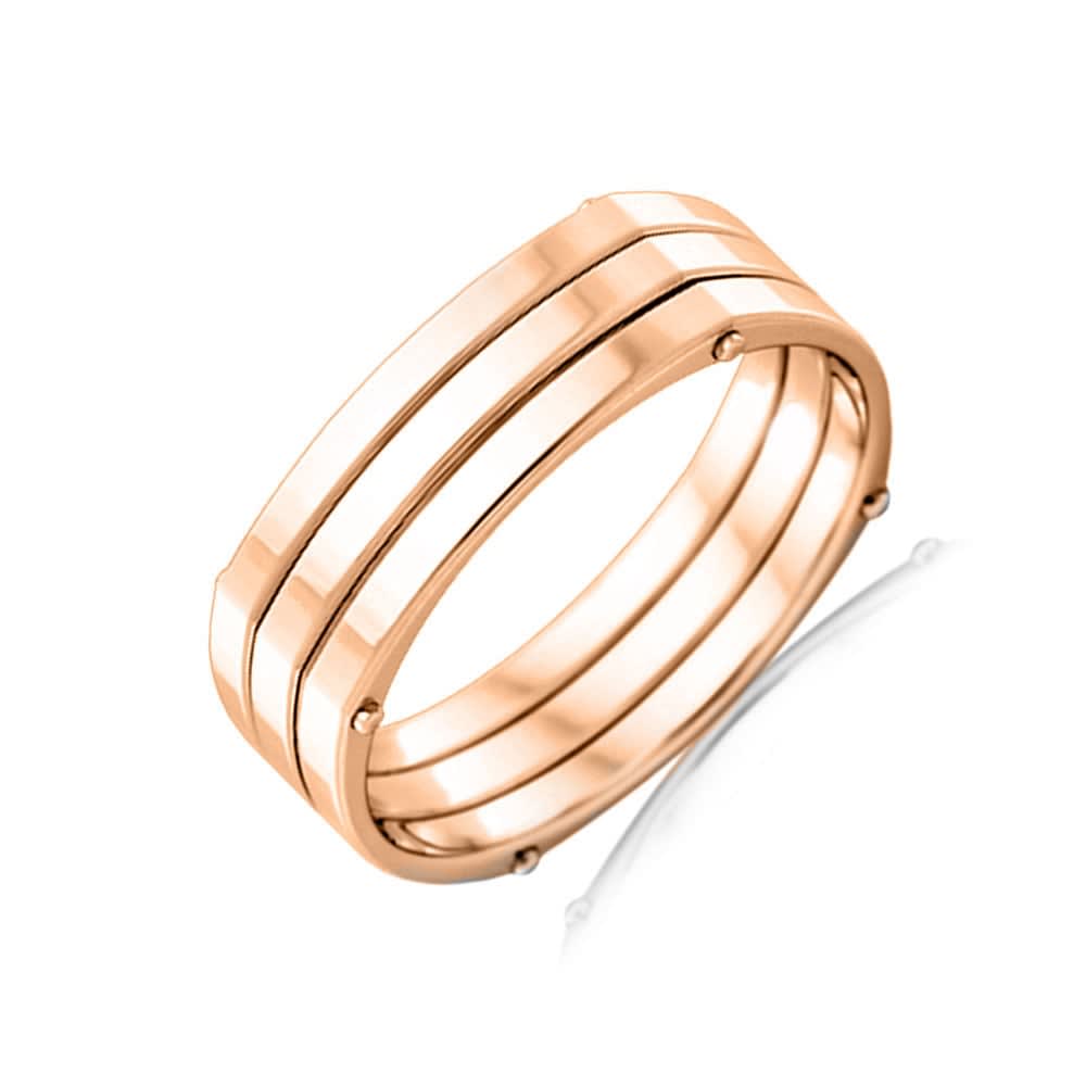 Double Grooved Mens rings J3968