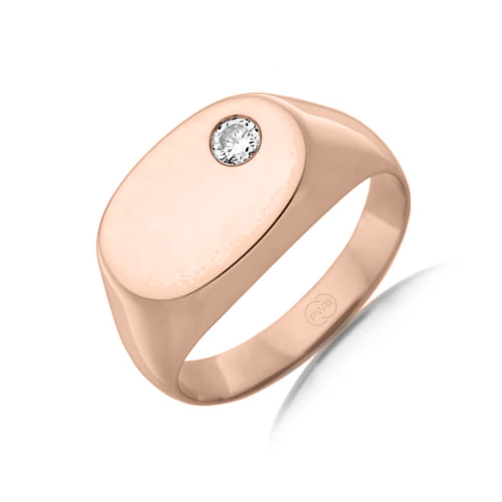 Oval Signet Ring With Diamond
