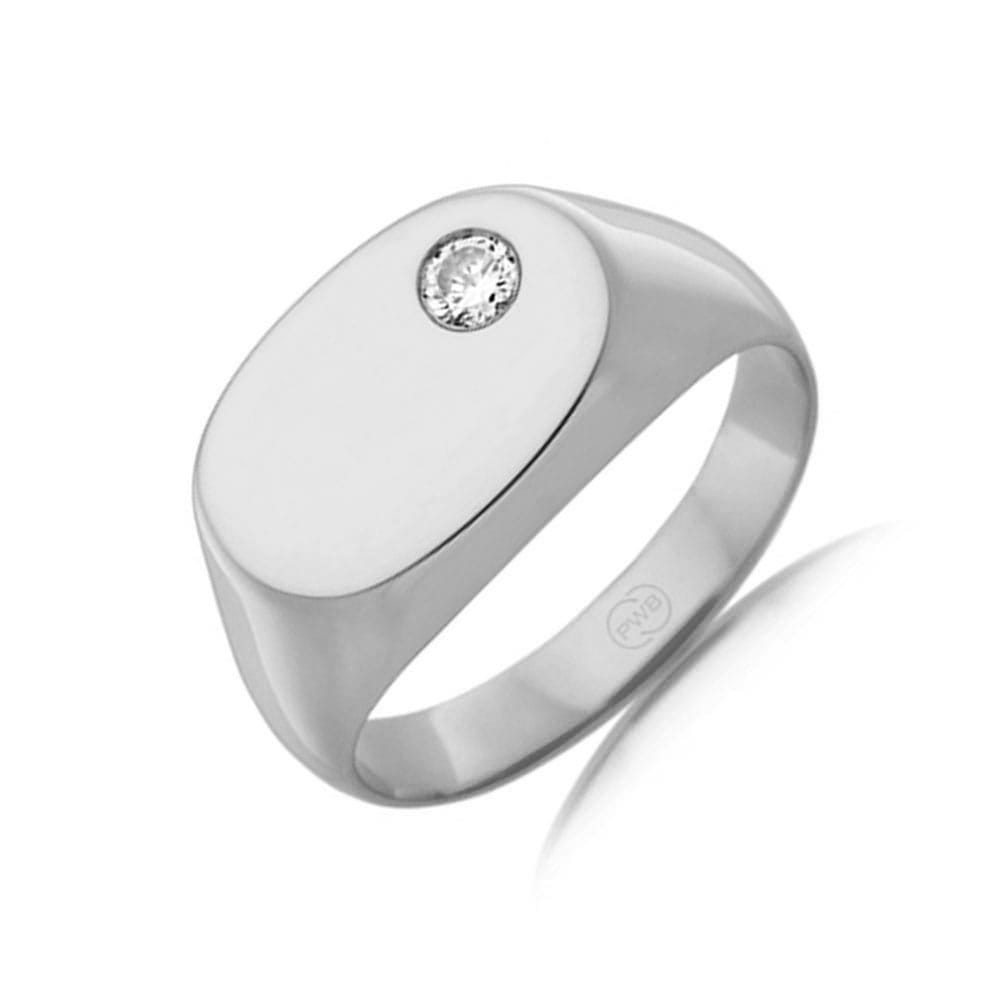 Oval Signet Ring With Diamond