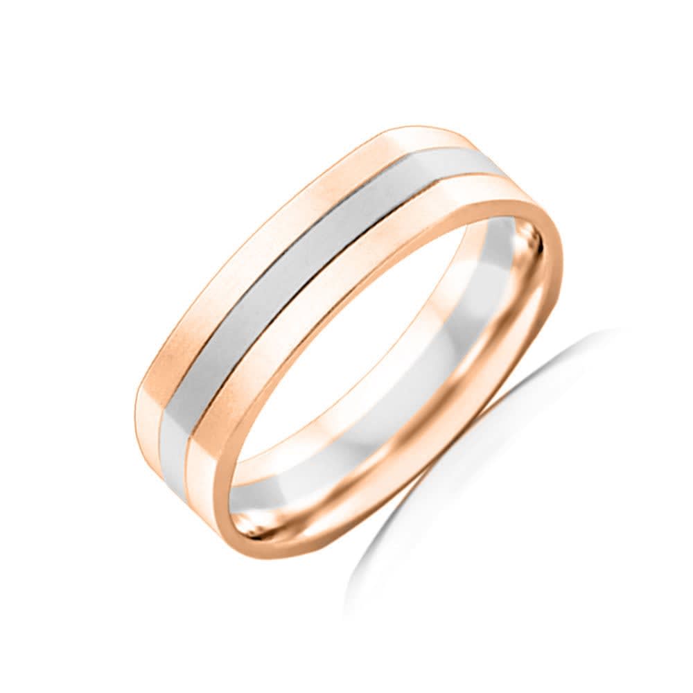 Two tone grooved mens ring 2T2978
