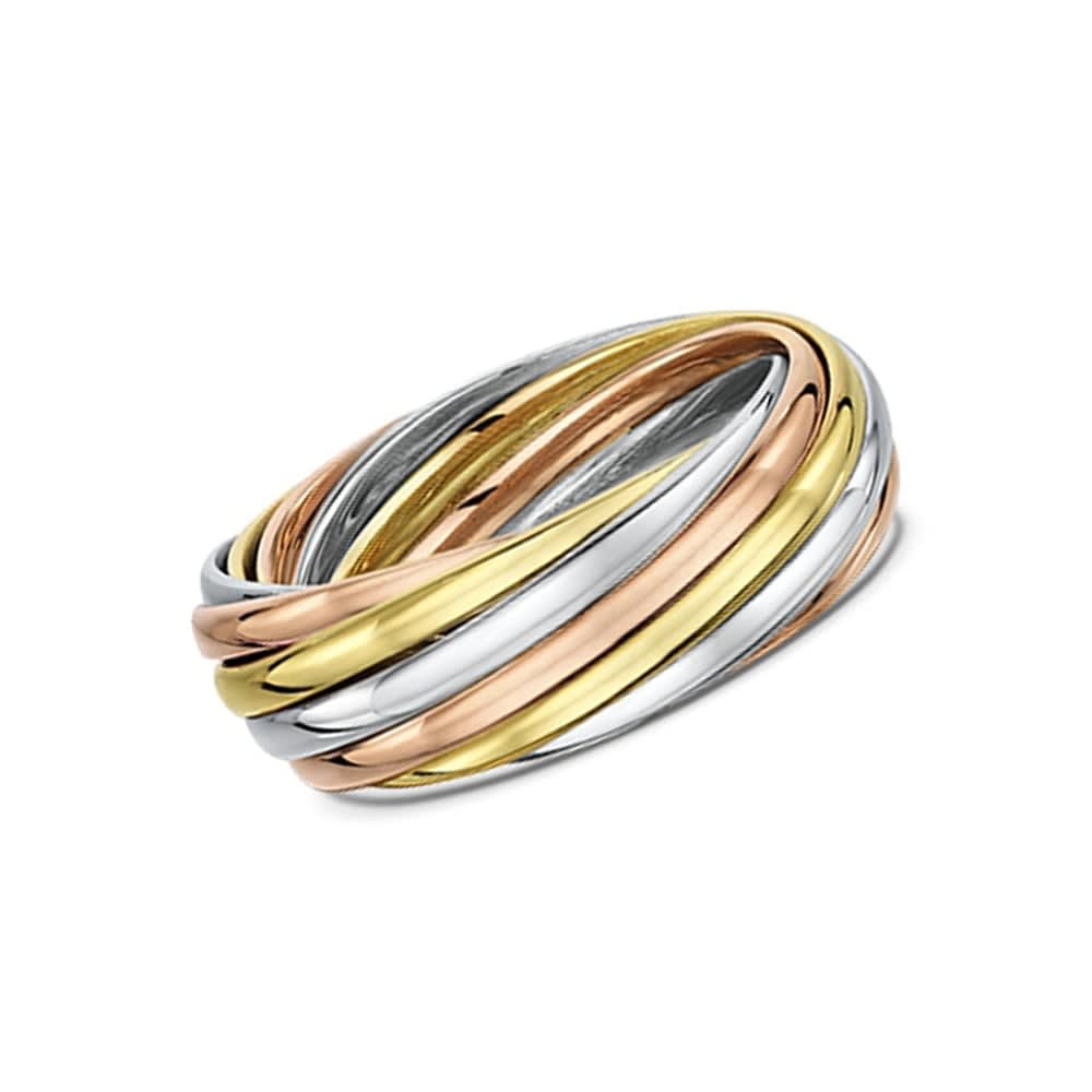 Polished Three Tone Wedding Ring