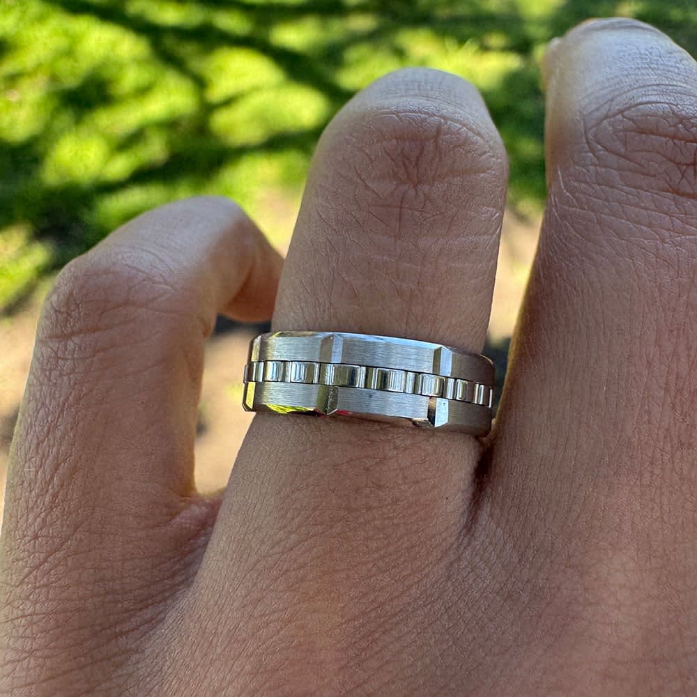 Two tone mens wedding ring 5020P