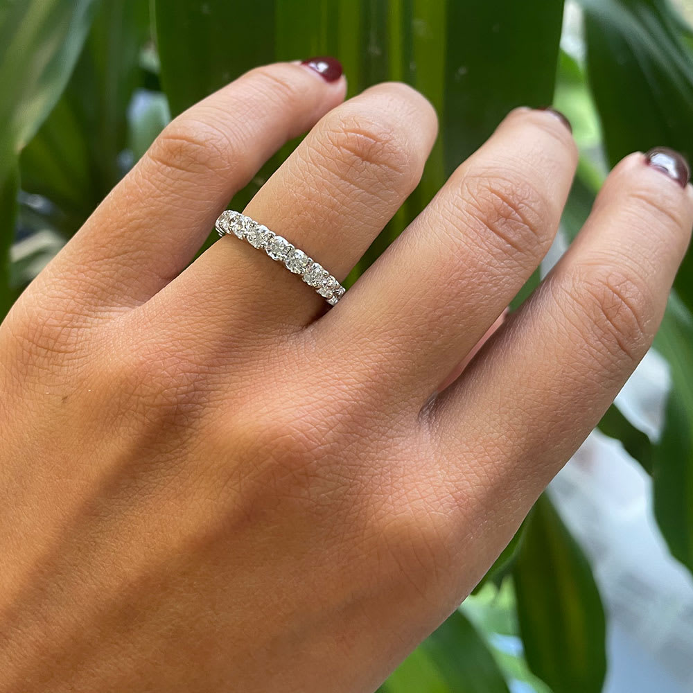 Scalloped Diamond Wedding Ring in Vintage Style Half Eternity Band | La  More Design