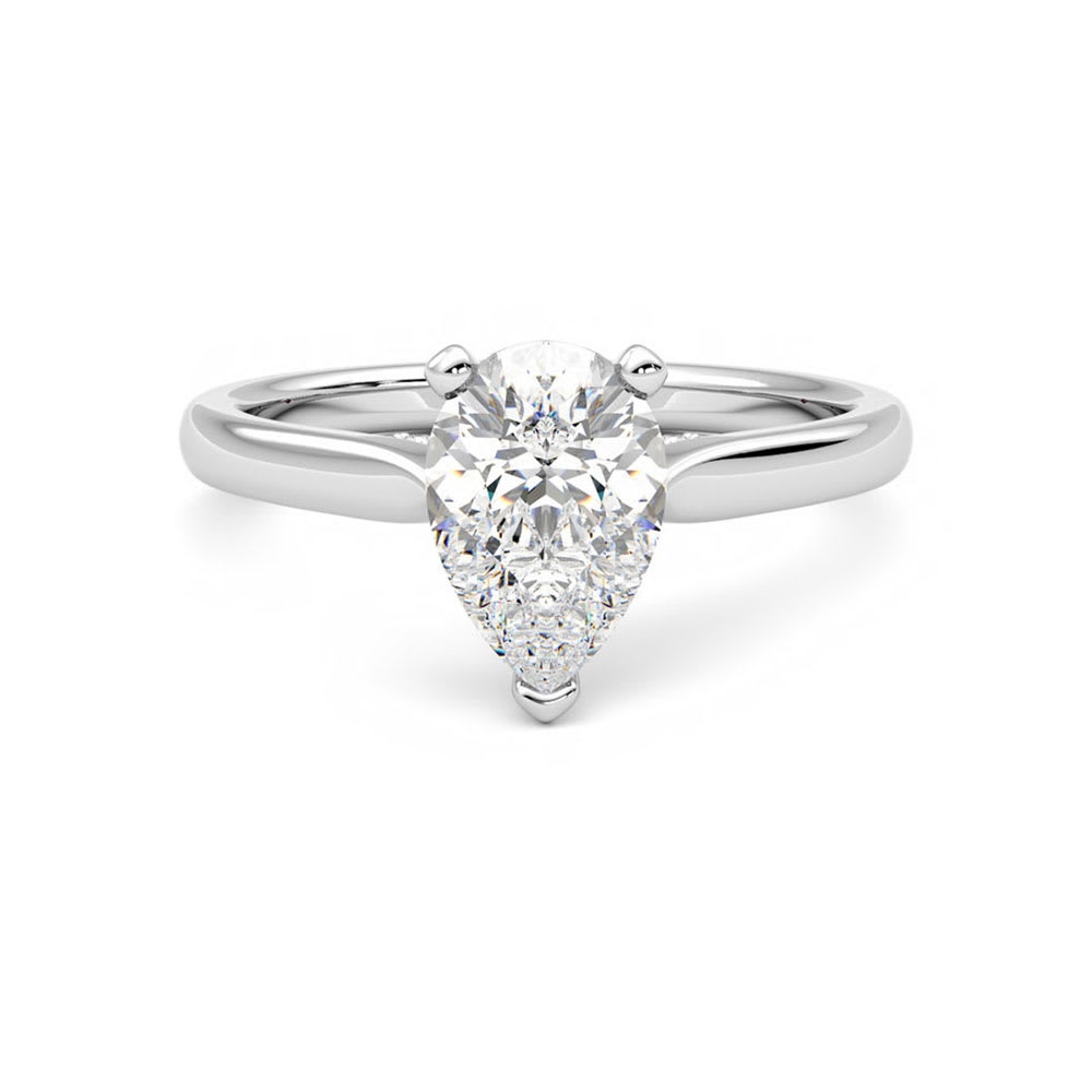 Pear Diamond Engagement Pave Ring