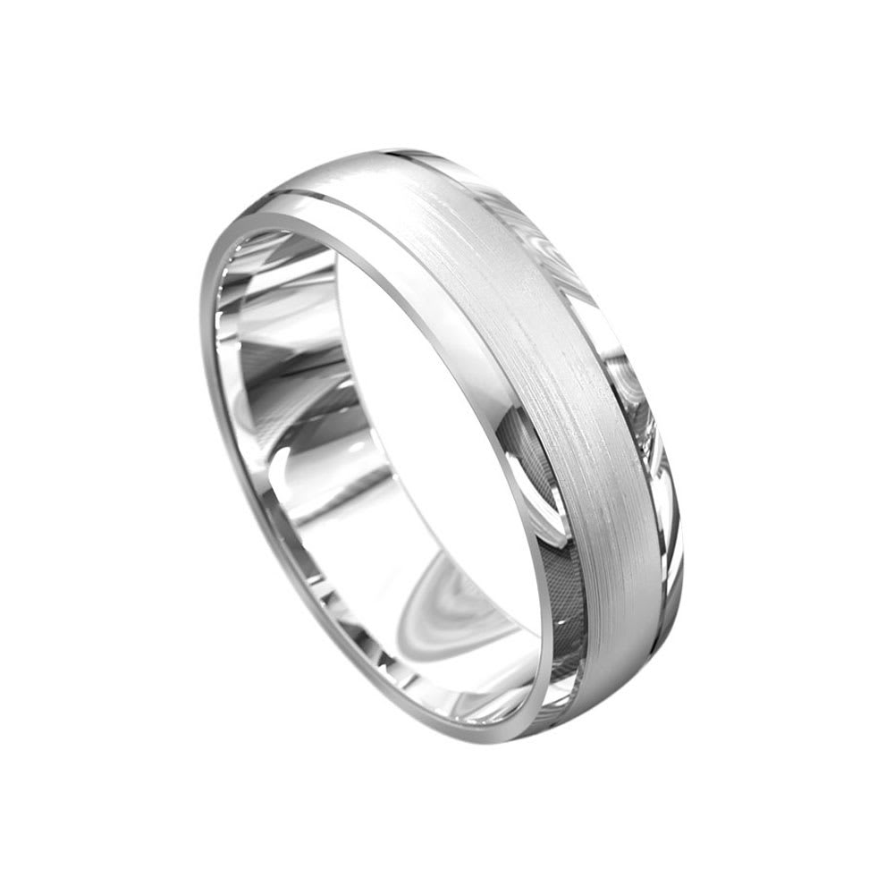 Two Tone Brushed Centre Mens Wedding Ring | Temple & Grace Canada