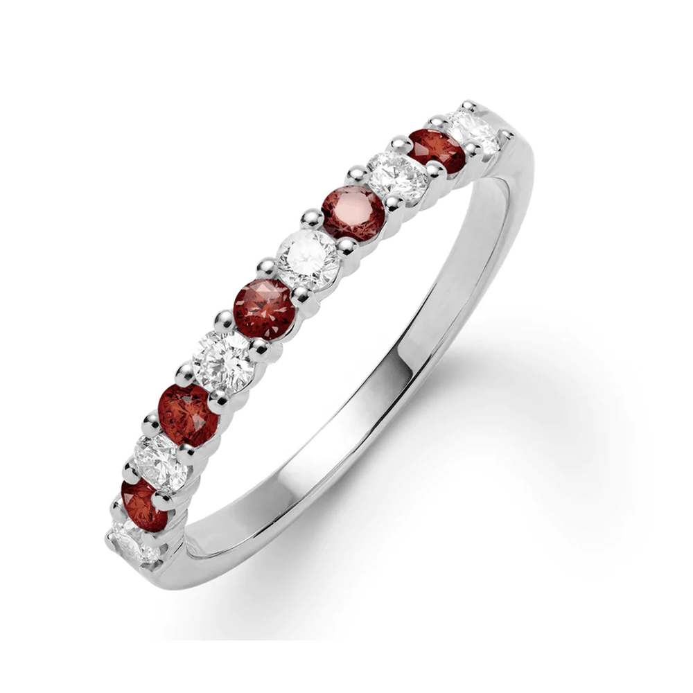 Diamond And Garnet Stackable Ring