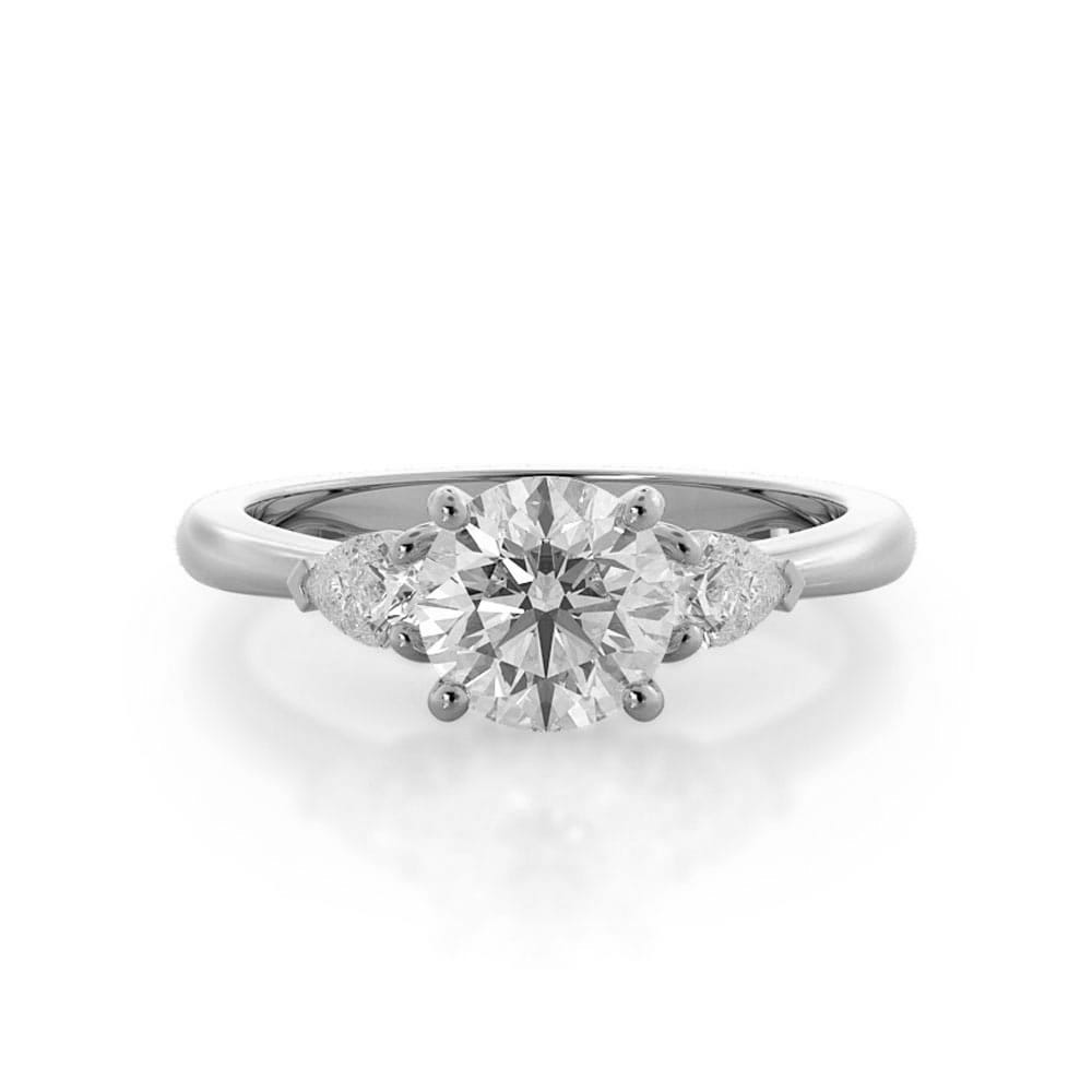 Round And Pear Lab Diamond Engagement Ring