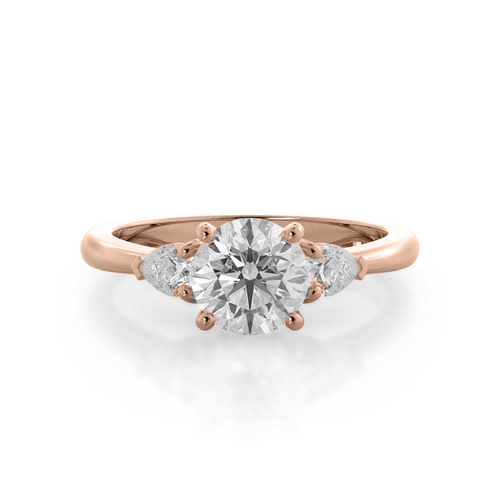 Round And Pear Lab Diamond Engagement Ring