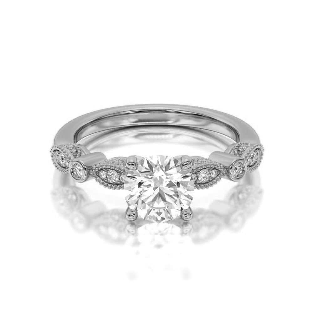 Lab Grown Diamond Engagement Ring With Motif Pattern