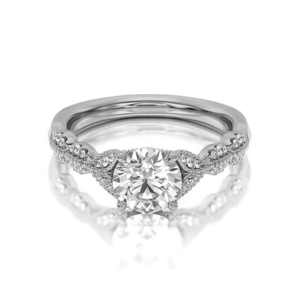 Lab Grown Diamond Engagement Ring with filigree pattern
