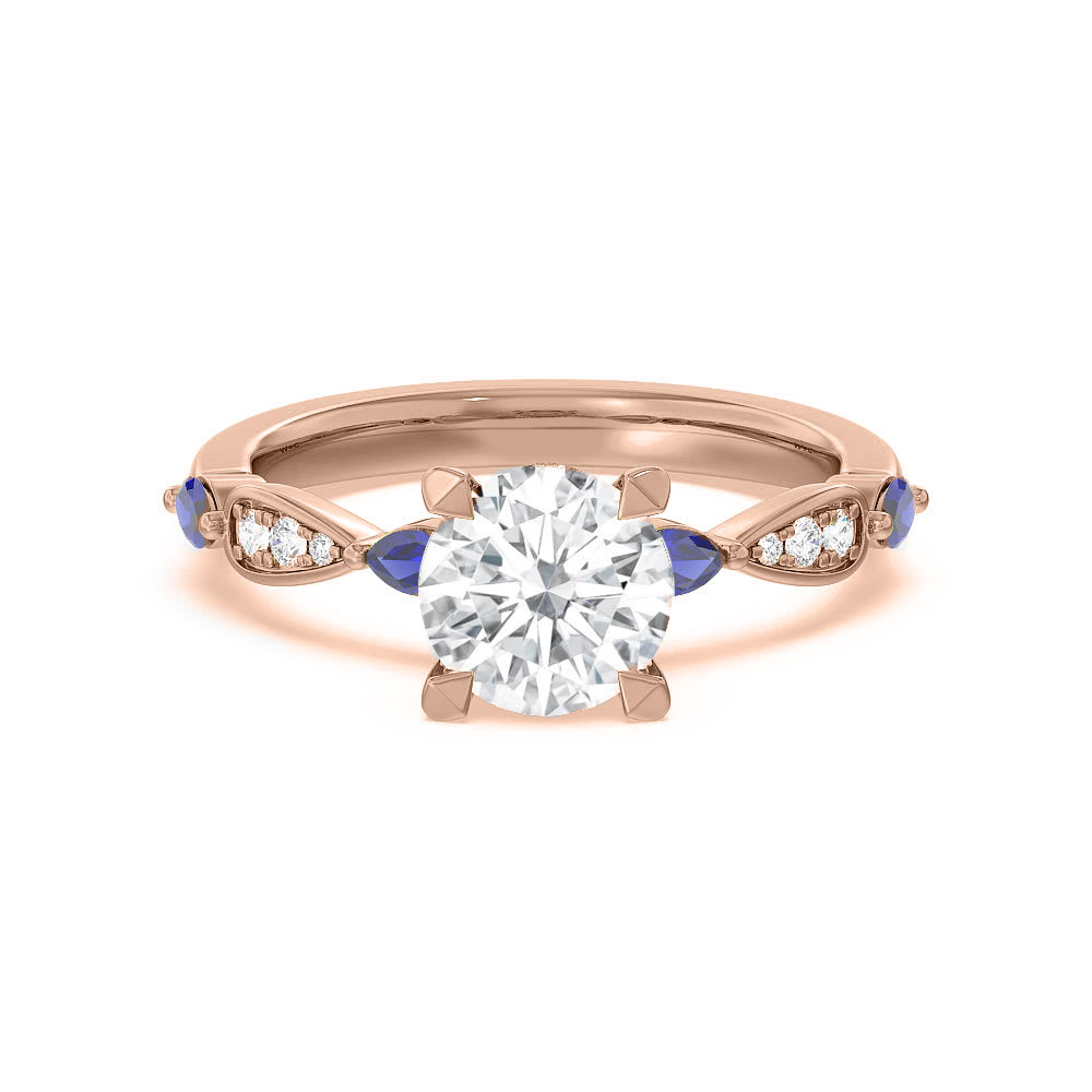 Sapphire And Round Lab Diamond Engagement Ring