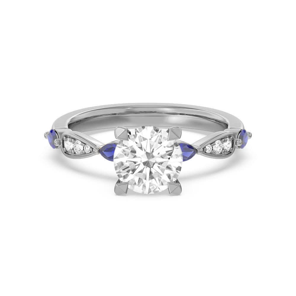 Sapphire And Round Lab Diamond Engagement Ring