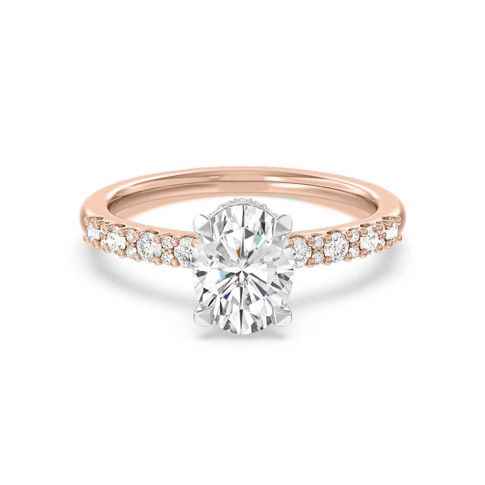 Oval Lab Diamond Hidden Halo Engagement Ring