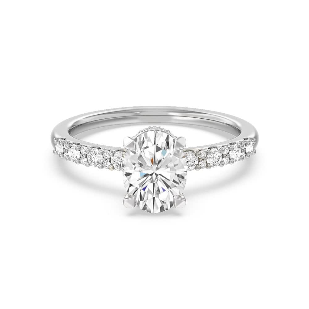 Oval Lab Diamond Hidden Halo Engagement Ring