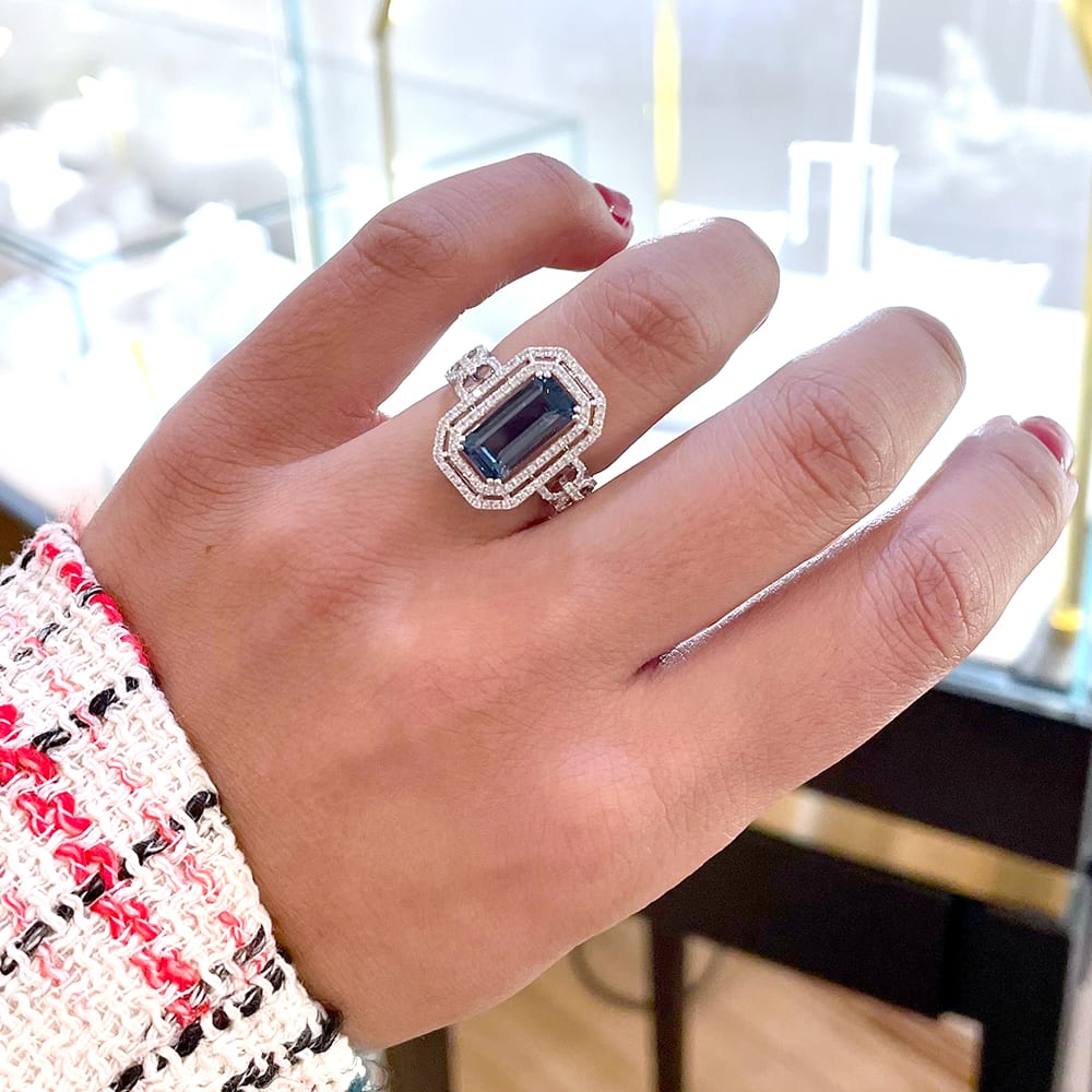 Diamonds & Blue Topaz Ring | Buy Online