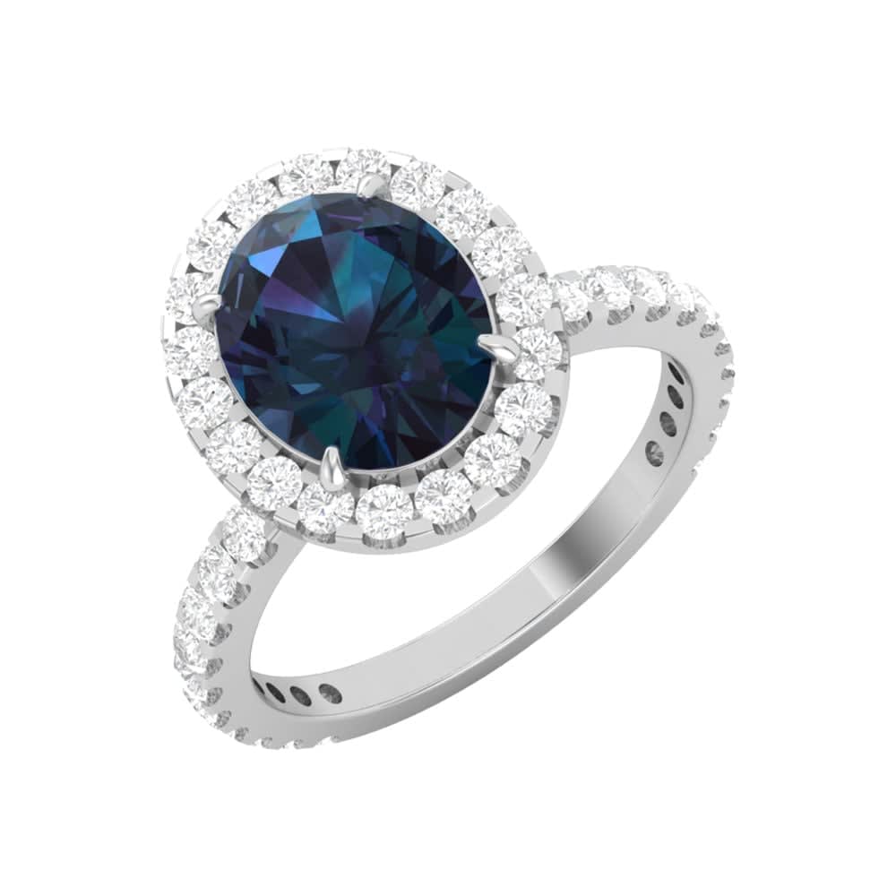 Lab Alexandrite with a Diamond Halo