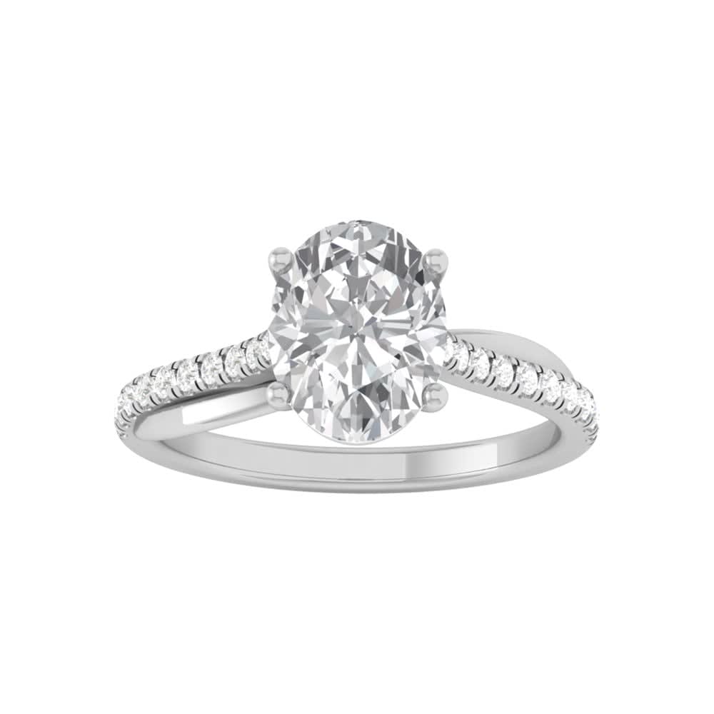 Oval Mossanite Engagement Ring on a Twisted Band