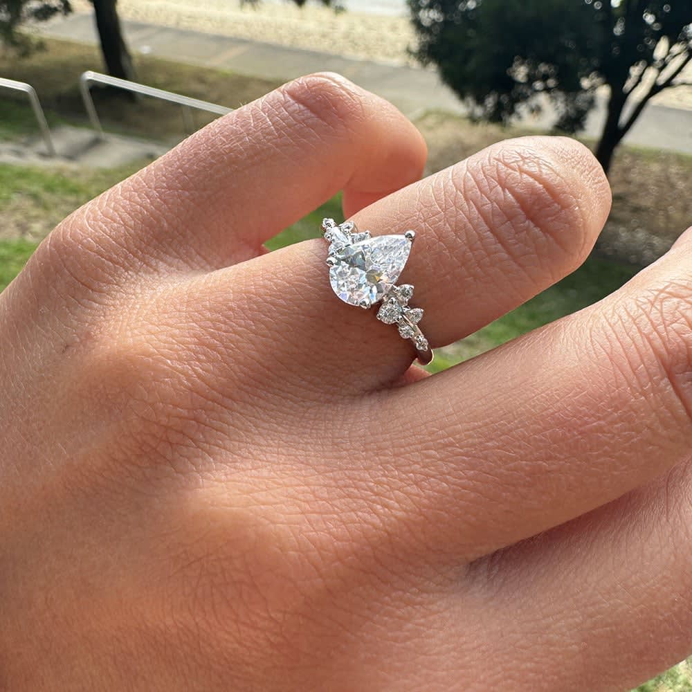 Pear shaped diamond engagement ring