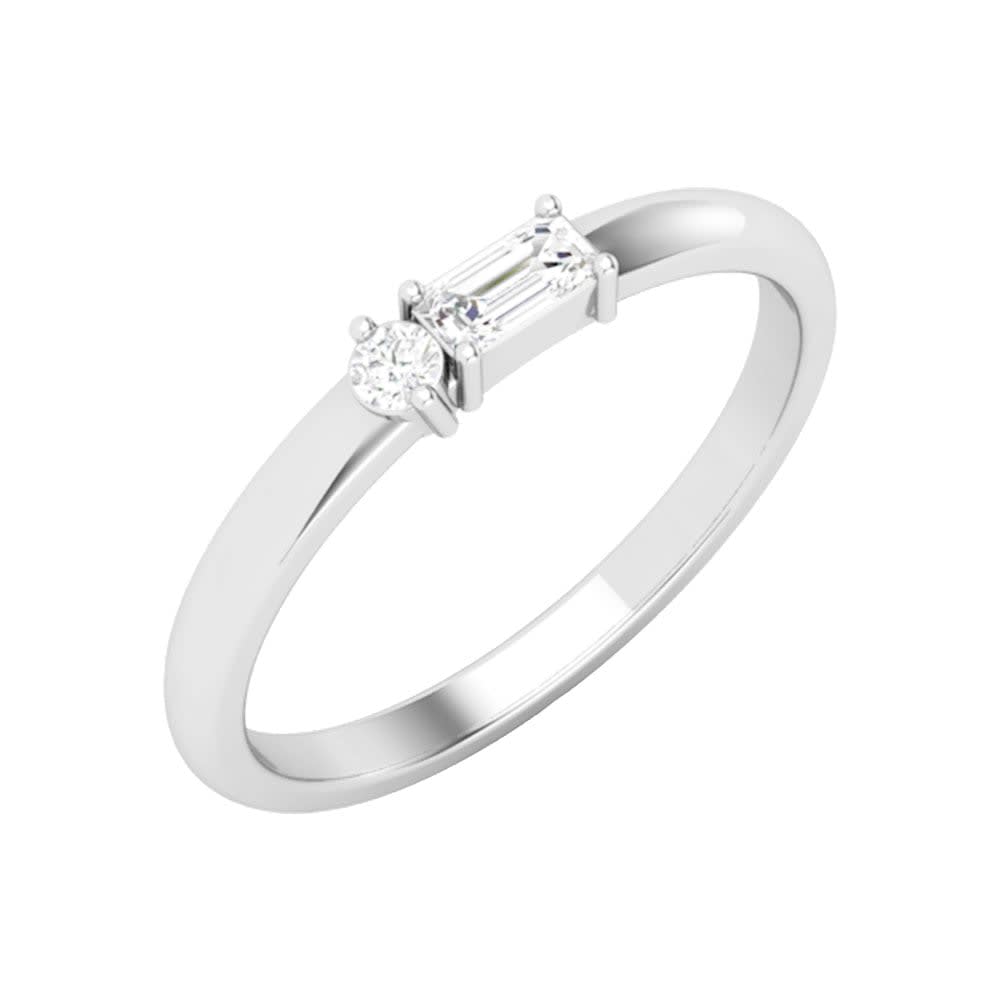 Emerald and Brilliant Cut Wedding Band