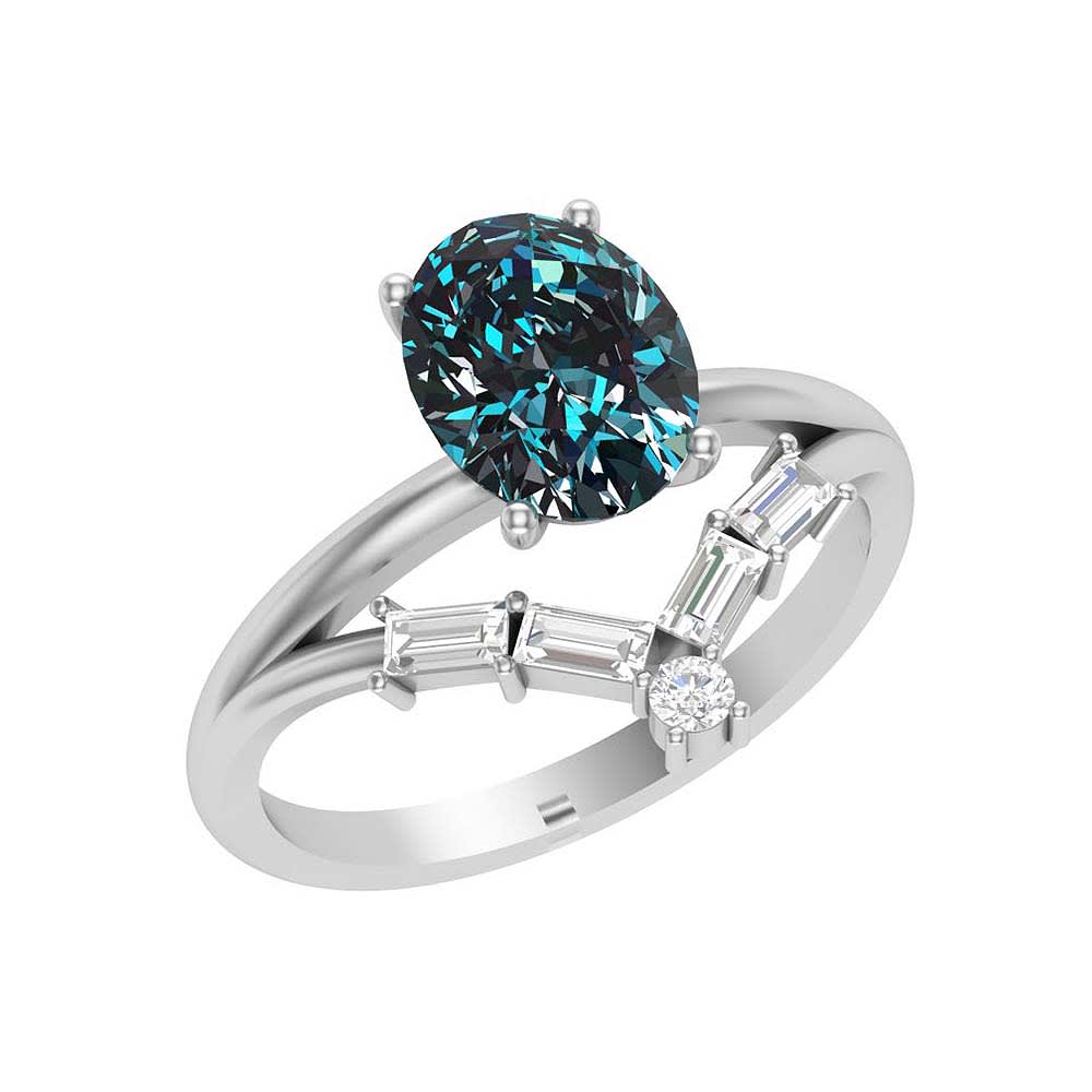 Australian Teal sapphire set with diamonds