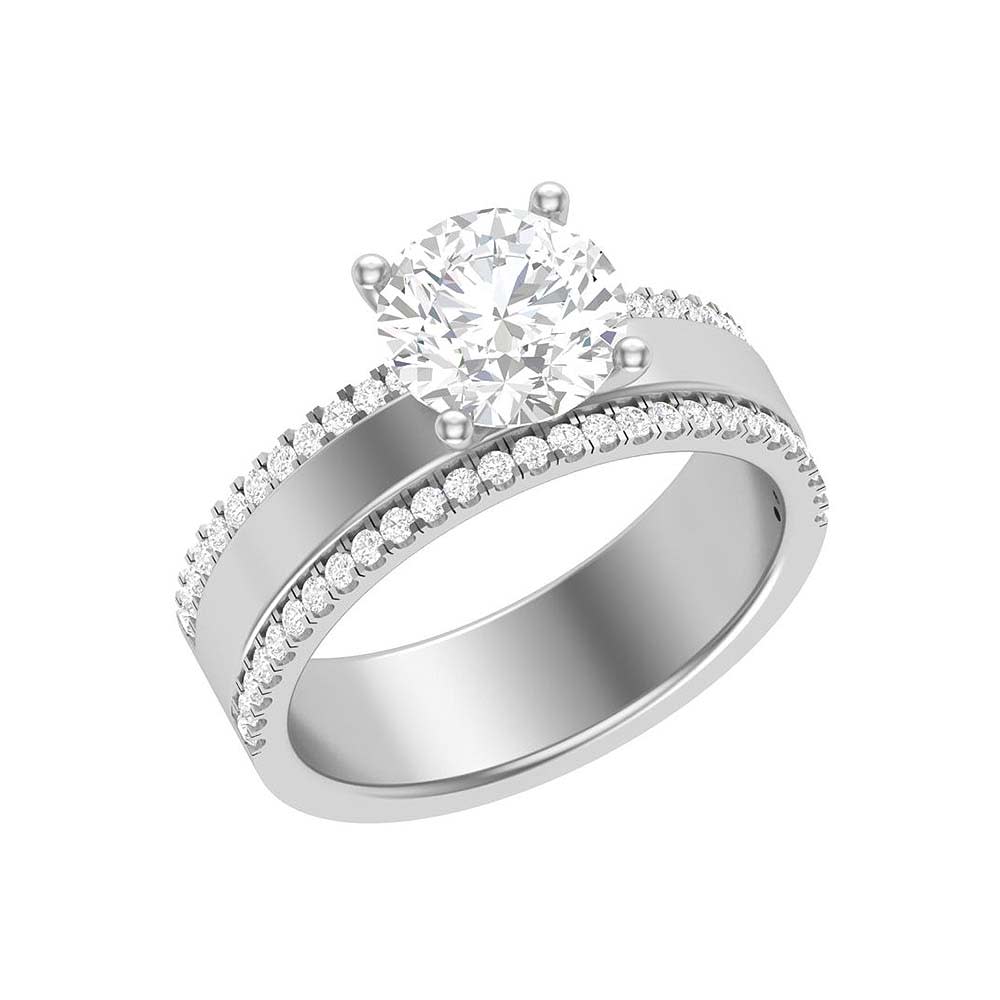 Engagement ring band with Lab diamonds