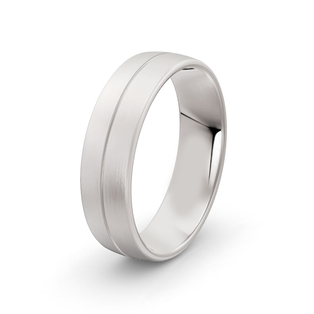 Center grooved classic mens ring