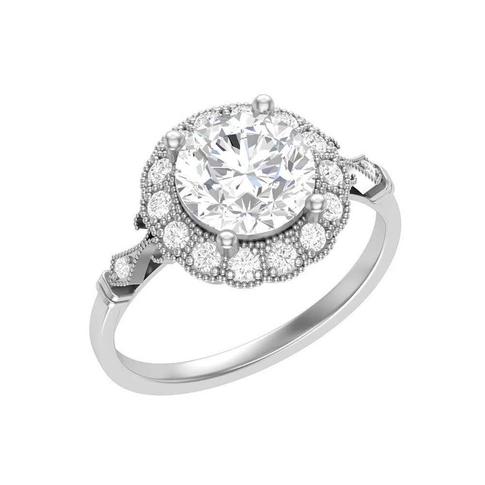 2 carat Antique Style Engagement Ring