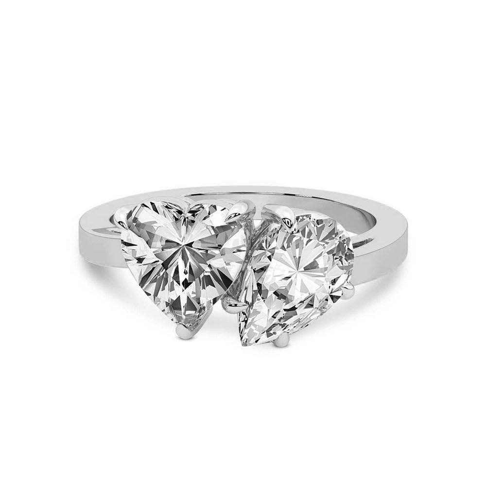 heart and pear natural diamond ring