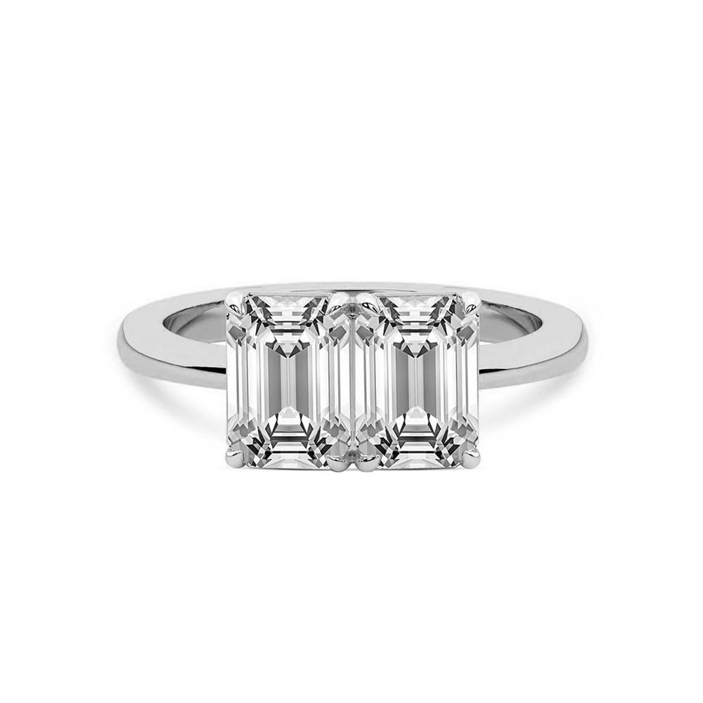 Double emerald natural diamond ring