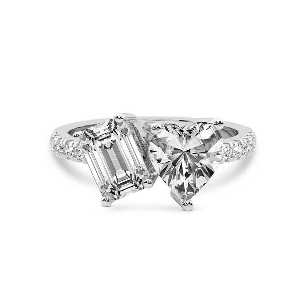 Toi et moi lab diamond ring with diamond band