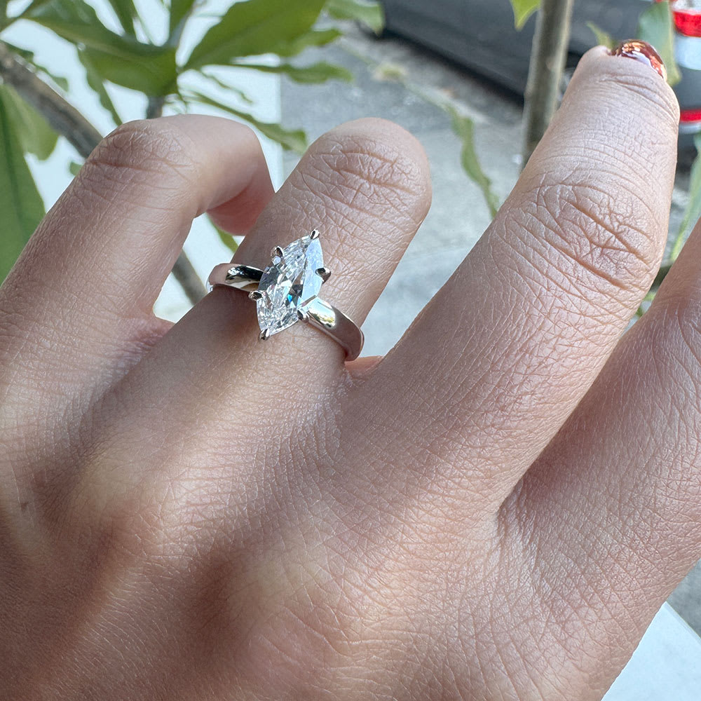 Lab Marquise On A Thick Gold Band