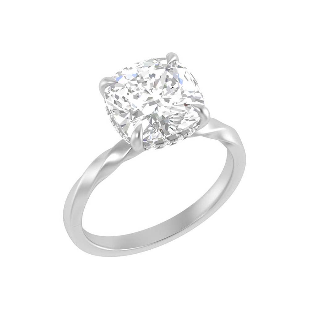 4ct cushion cut lab diamond and hidden halo