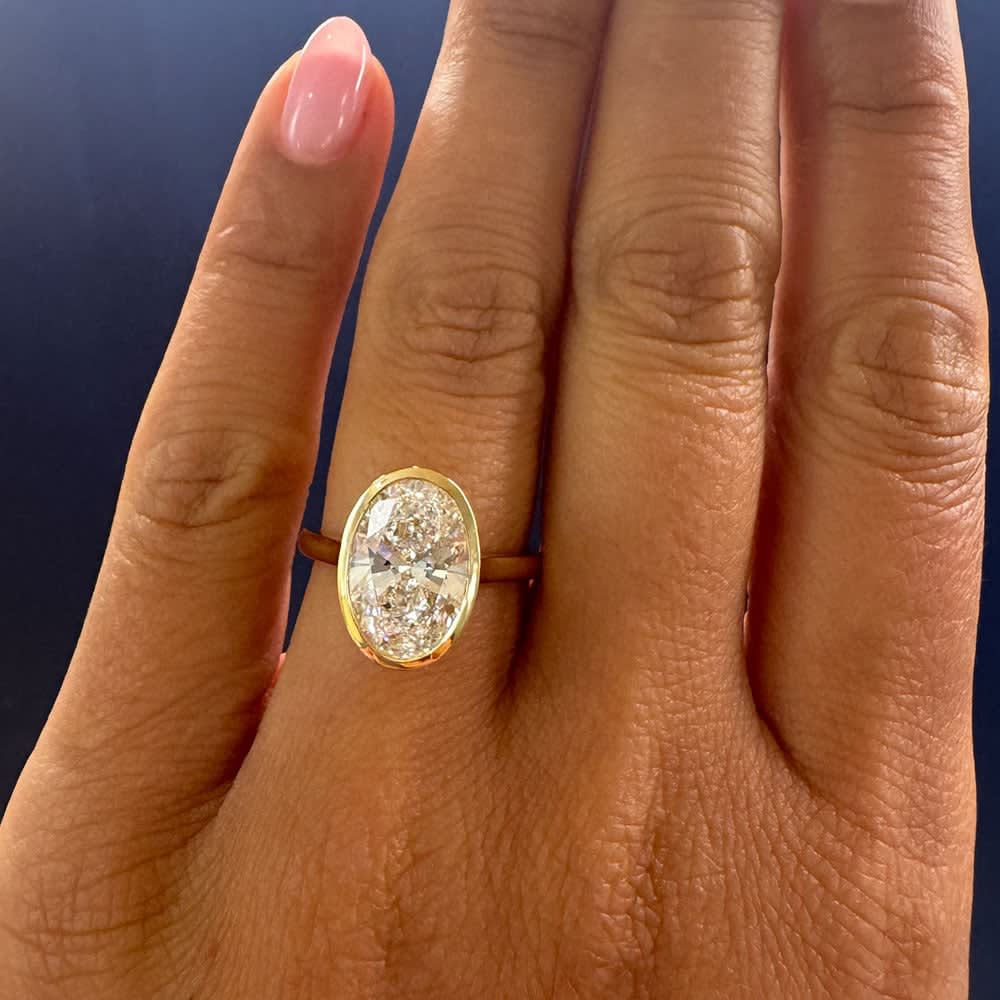 Lab Oval cut in a bezel setting