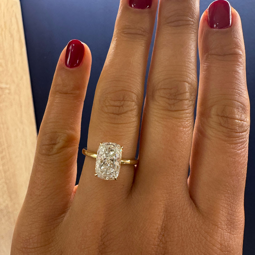 3carat lab elongated cushion with hidden halo