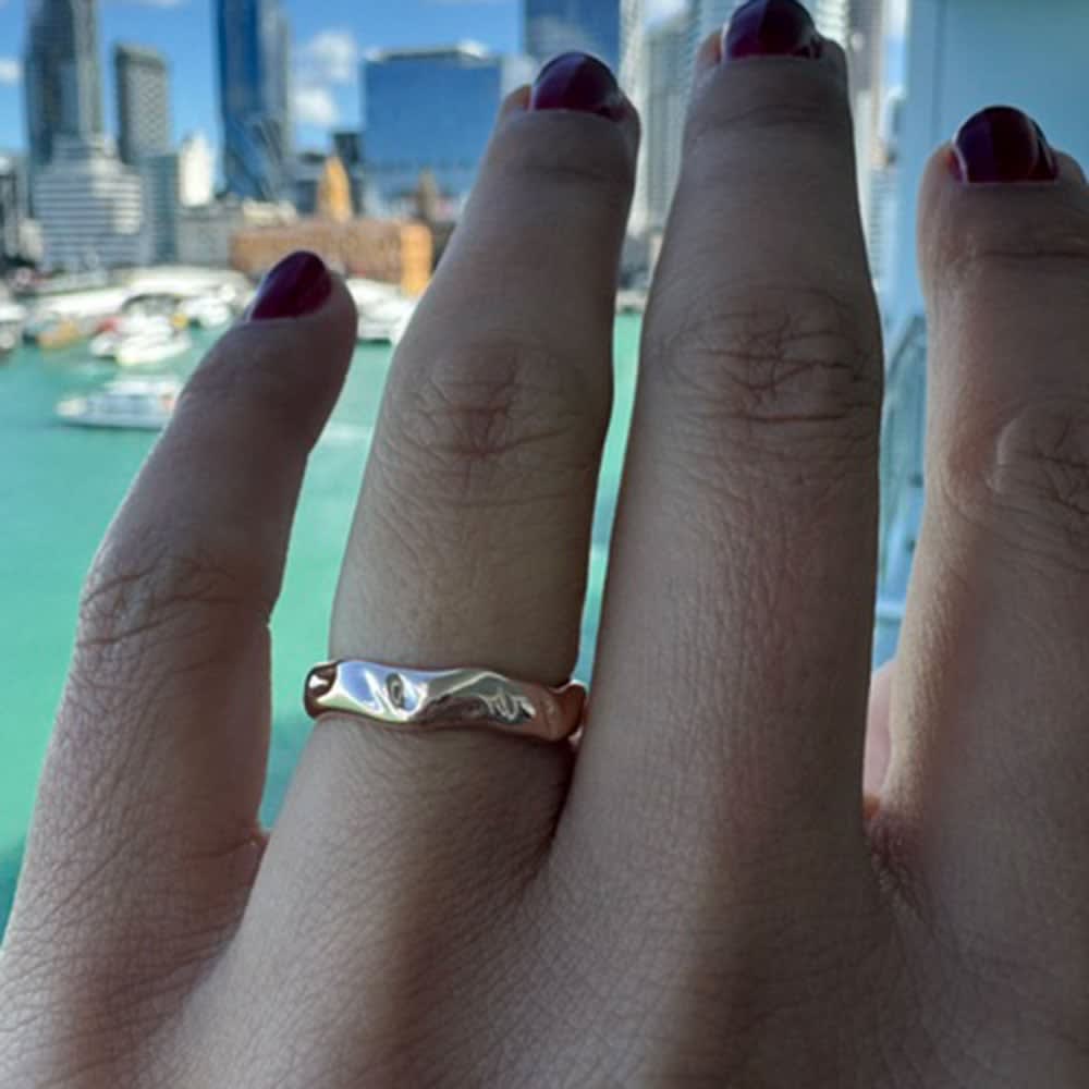 Hammered finish ladies wedding band