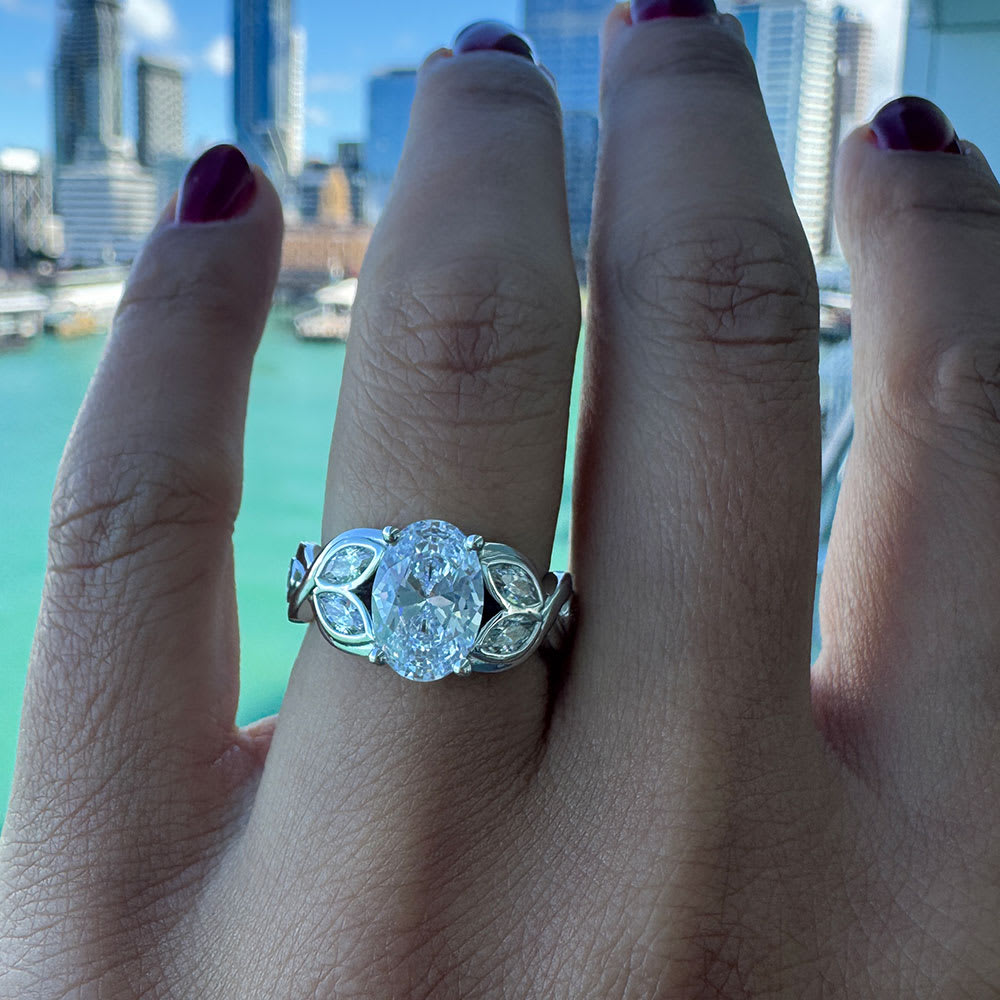 2ct oval lab diamond in solid gold setting