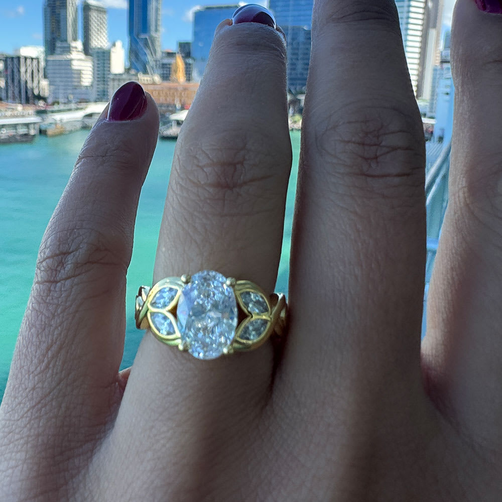 2ct oval lab diamond in solid gold setting